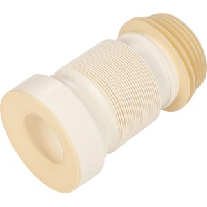 Weißer WC-Anschlussstutzen, Ø 110 mm, flexibles Verbindungsstück für WC-Keramik und Abwasserrohr.