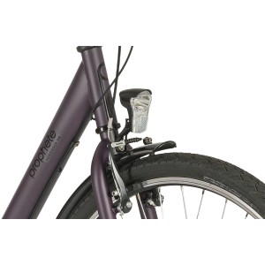Detailaufnahme: Prophete Cityrad Geniesser 100 Purple 28 Zoll mit LED-Beleuchtung.