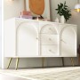 okwish Kommode mit Türen Schubladen Wohnzimmer Schlafzimmer 84x140x40cm Cremeweiß_3
