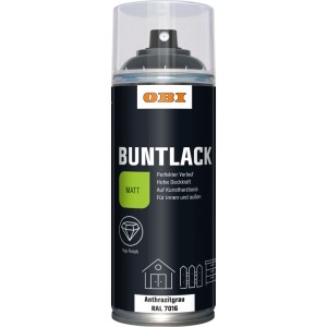 OBI Buntlack Spray Anthrazit matt, 400ml Dose. Ideal für Innen- und Außenbereiche.