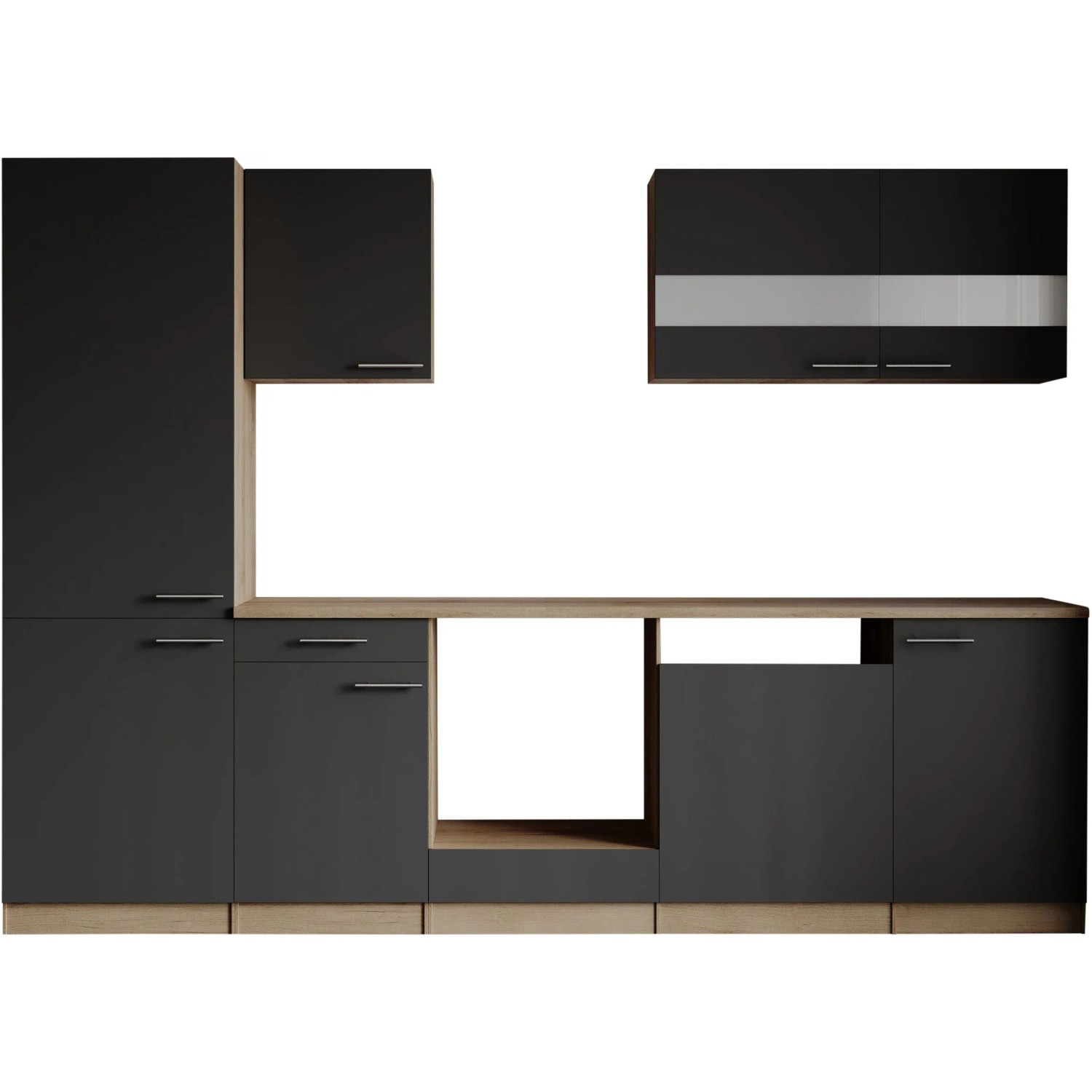 Respekta Küchenzeile Merle 280 cm Grau ohne E-Geräte_2