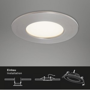 Briloner LED-Einbauleuchte 3er-Set, Nickel matt, runde Form. Inklusive Montageskizze.