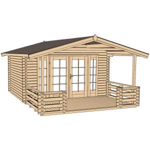 Weka Weekendhaus 137 B mit überdachter Terrasse, 380x500 cm, aus Holz.