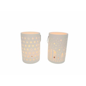 Boltze Windlicht 2-fach Sortiert Ø 8,7 cm x 13 cm Weiß