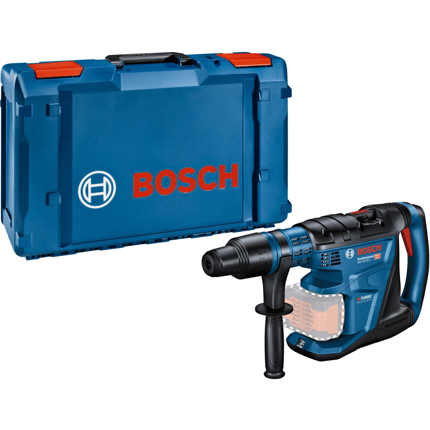 Bosch Professional Akku-Bohrhammer GBH 18V-40C mit L-Boxx für Bohr- und Schlagbohrarbeiten.