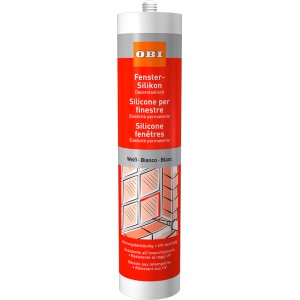 OBI Fenster-Silikon, weiß, 310ml Kartusche für dauerelastische Fensterabdichtung.