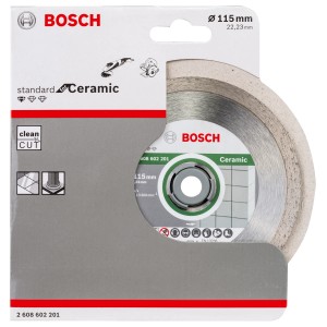 Bosch Diamanttrennscheibe Standard Fliesen, 115 mm Durchmesser, für Winkelschleifer.