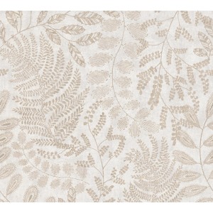 A.S. Création Vliestapete mit Blätter-Motiv in Creme und Gold.