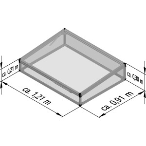 KGT Frühbeet-Aufsatz für Holz-Hochbeet Woody 130, Alu blank, mit Maßangaben.