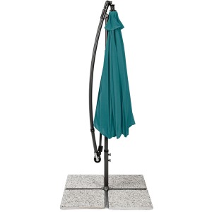 Yes Ampelschirm TEXAS, Ø 300 cm, anthrazit-pfauenblau, mit Drehfunktion und Schirmständer.