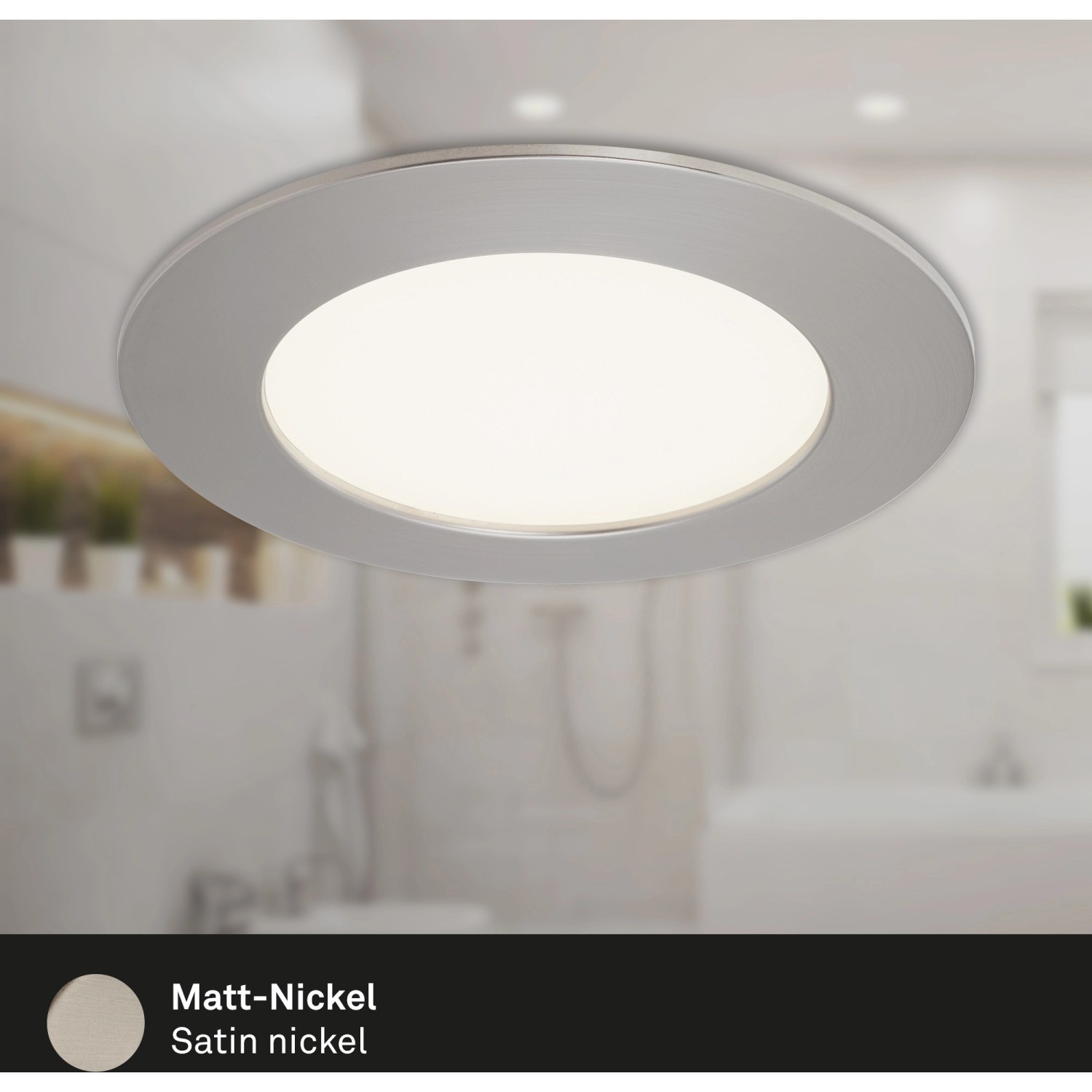 Briloner LED-Einbauleuchte 3er-Set, Nickel matt, runde Form. Ideal für Deckenmontage.