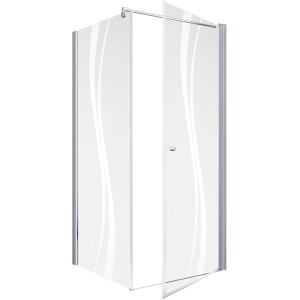 Schulte ExpressPlus Eckdusche mit Drehtür und Seitenwand, Dekor Liane, 90 cm.