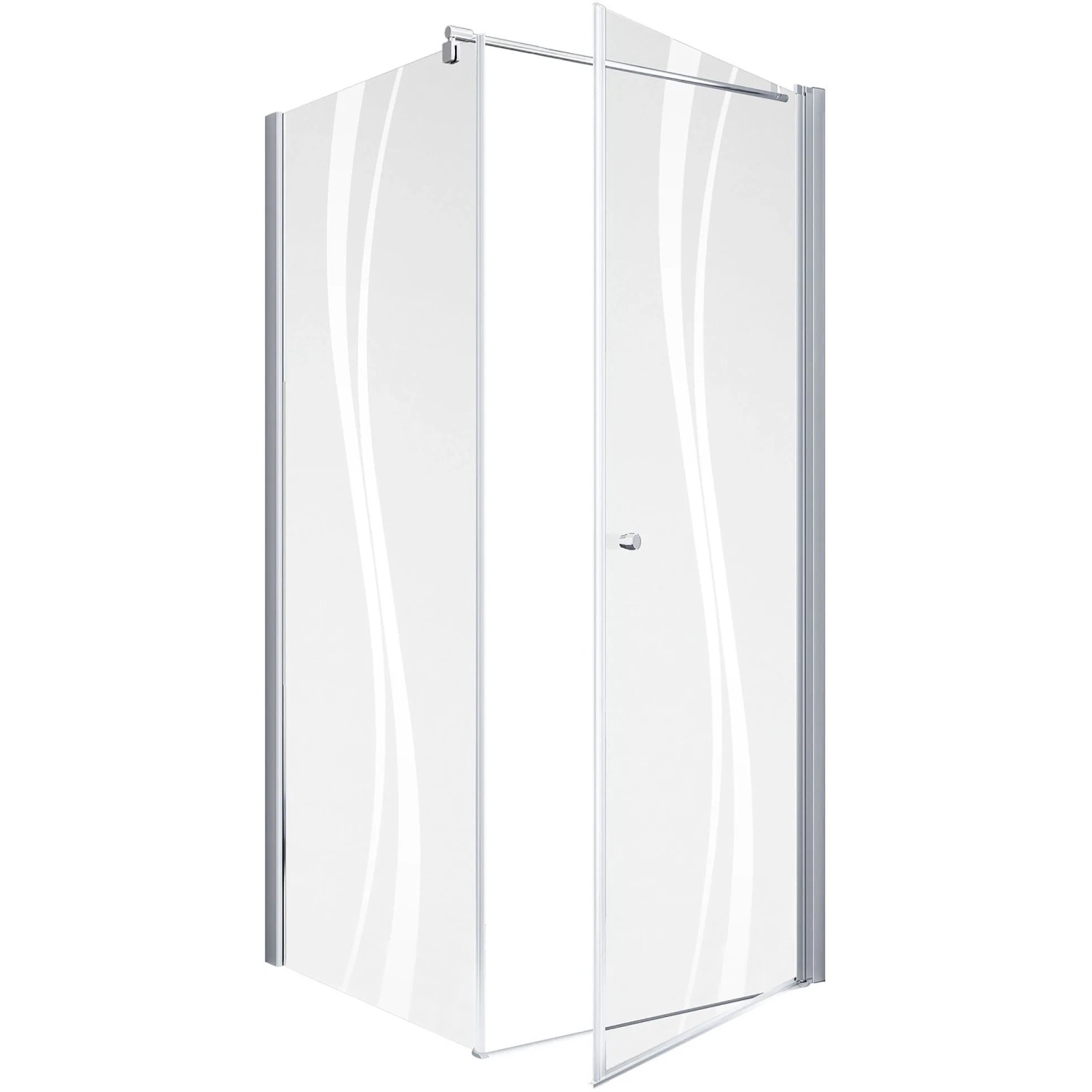 Schulte ExpressPlus Eckdusche mit Drehtür und Seitenwand, Dekor Liane, 90 cm.