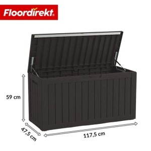 Floordirekt Gartenbox Holzoptik Wetterfest Auflagenbox Kissenbox Anthrazit 300 L