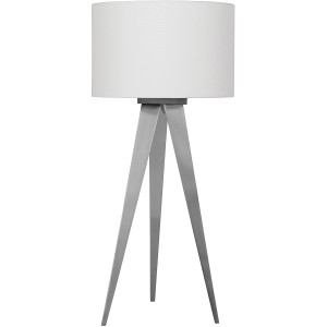 Weiße Näve Tischleuchte im Tripod Design mit drei Beinen und Textilschirm.