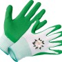 Grüne LUX Gartenhandschuhe aus Latex, Größe 8, mit Blumendruck. Ideal für Gartenarbeit.