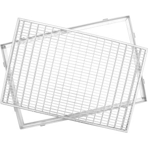 ACO Gitterrost mit Zarge, Stahl verzinkt, 80x50 cm, Maschenweite 30/10, für Schuhabstreifer.