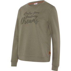 Gardena Damen-Sweatshirt in Olivgrün mit "Realise Your Gardening Dreams" Aufdruck. Arbeitskleidung für Gartenarbeiten.