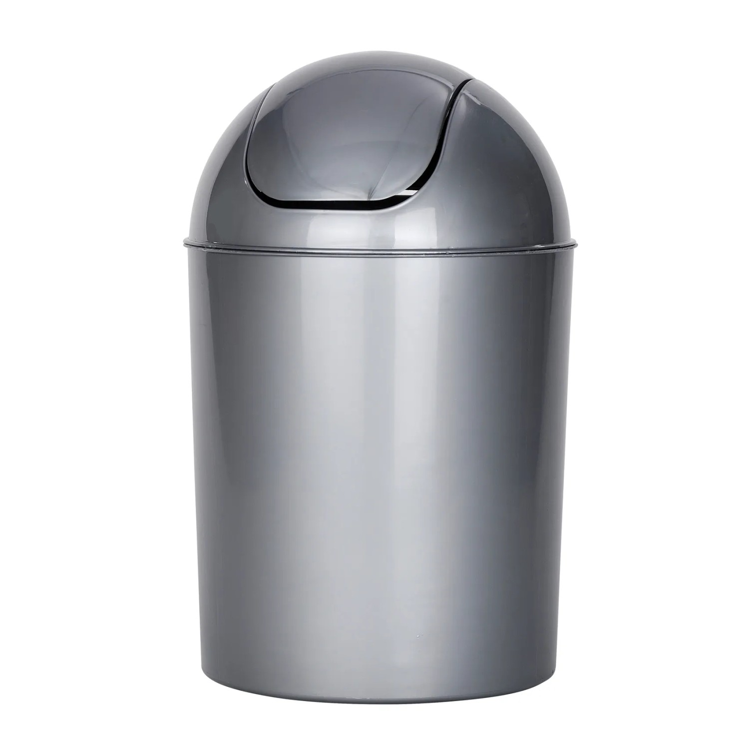 Wenko Schwingdeckeleimer Economic, grau, aus Kunststoff, ideal für Bad und WC.