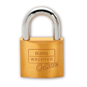 Burg Wächter Vorhangschloss C-Line 222 20 SB aus Messing mit Stahlbügel.
