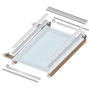 Transparente Hohlkammerplatte 25mm für Kunststoffbedachung, 6000x1200mm, mit Montagezubehör.