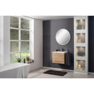 Fackelmann Einzelwaschtisch B.Perfekt 60 cm Asteiche mit Unterschrank und Keramikwaschbecken.