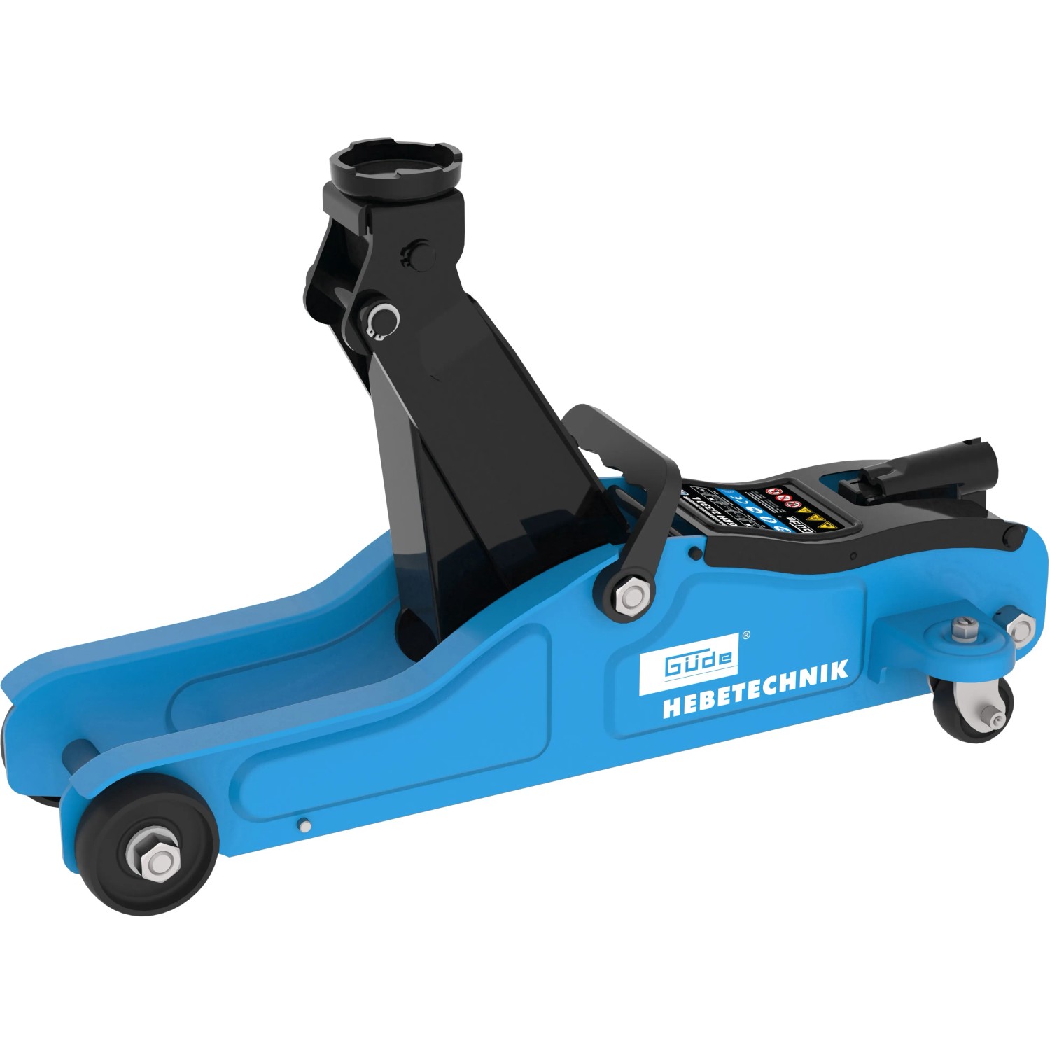 Blauer Güde Rangierwagenheber GRH 2/330 L mit 2 t Hubkraft für Werkstatt und Garage.