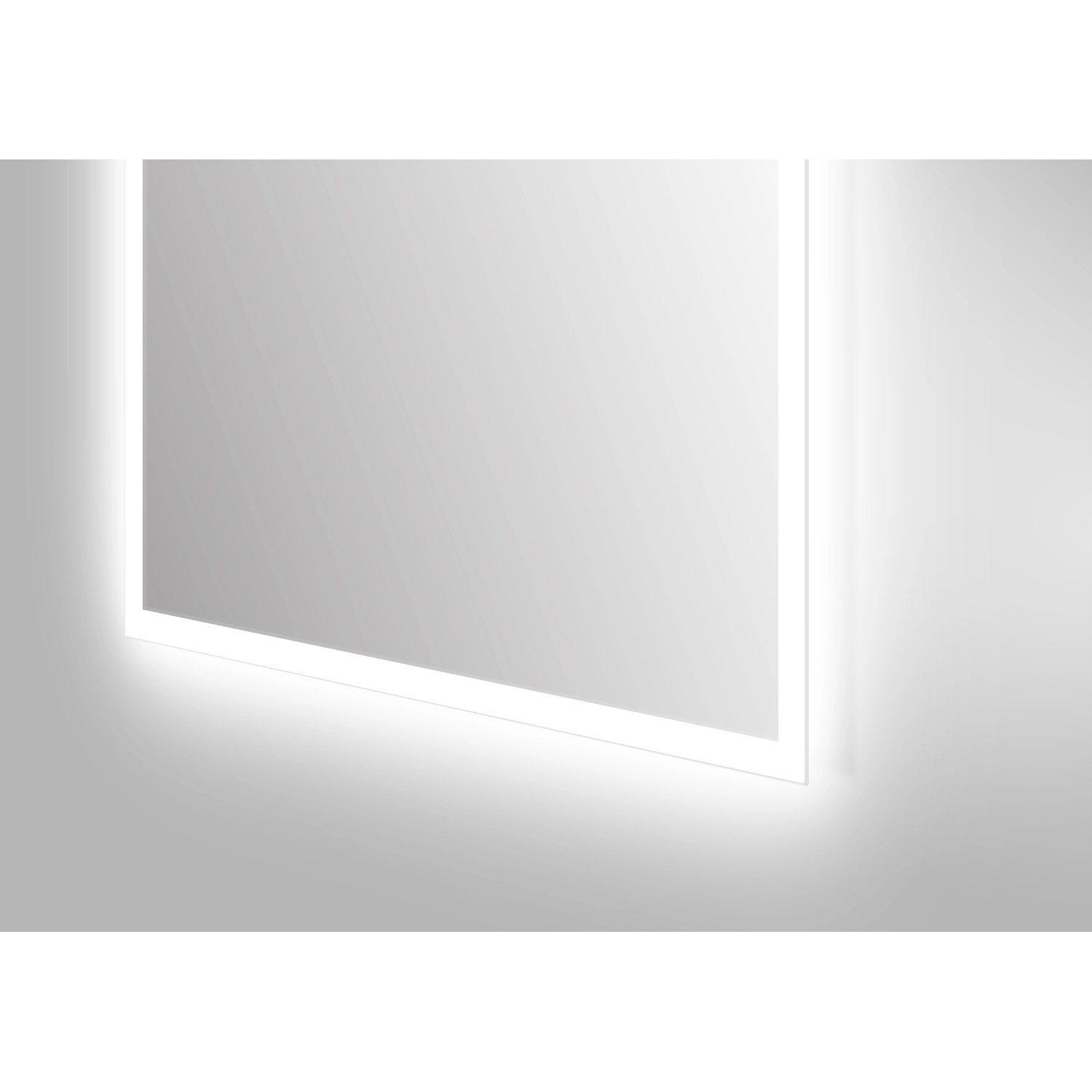 DSK LED-Lichtspiegel Silver Mare, 50x70 cm, mit umlaufender Beleuchtung und silbernem Rahmen.