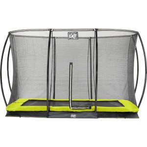 Rechteckiges EXIT Silhouette Bodentrampolin 214x305cm mit Sicherheitsnetz, grün.