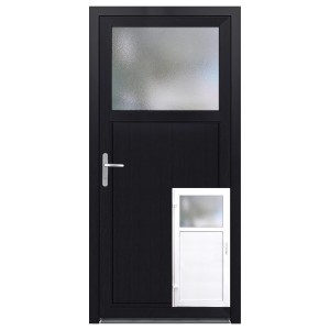 Nebeneingangstür K 504-88 Kunststoff Weiß / Anthrazit 88 cm x 198 cm DIN L