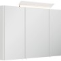 Posseik Spiegelschrank, 100 cm, weiß hochglanz, mit LED-Lampe und Glasböden.