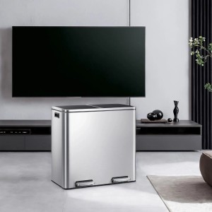 Songmics Mülleimer Pary 2 Fächer x 30 l Silber-Schwarz
