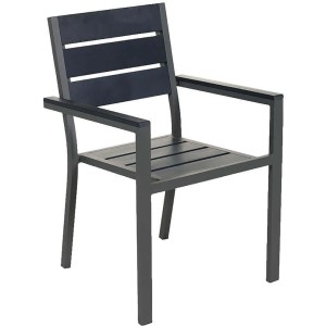 Moderner Home Deluxe Gartenstuhl Madera, hellgrau, aus Aluminium, ideal als Teil eines 6er-Sets.