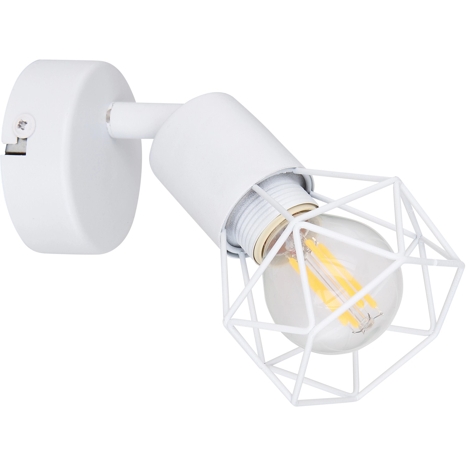 Weißer Globo Spot Xara I mit E14 Fassung und beweglichem Metallkäfig.