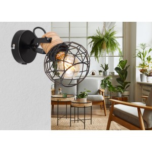 Globo Strahler Lacky 1-flammig Schwarz matt 120 x 175 mm