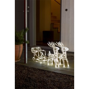 Leuchtende Konstsmide LED Rentiere mit Schlitten aus Acryl für weihnachtliche Deko im Garten.