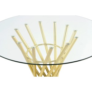 Goldener Kayoom Beistelltisch Crush mit Glasplatte, Ø 60 cm. Eleganter Akzent für Wohnzimmer und mehr.