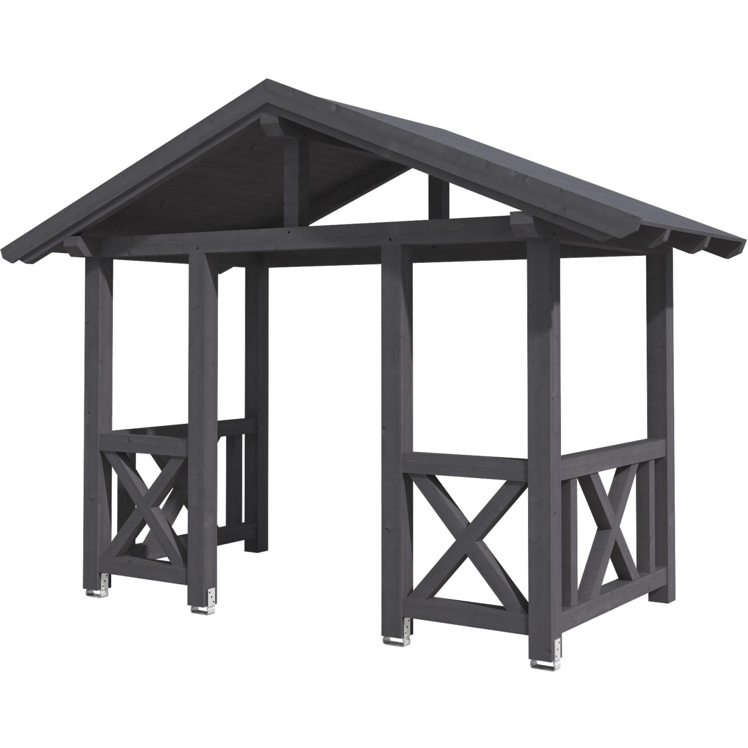 Skan Holz Vordach Stralsund 7, schiefergrau lasiert, 360x187cm, aus Konstruktionsvollholz (KVH).