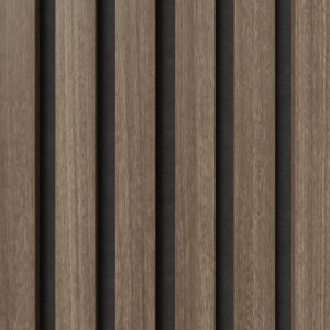 Akustikpaneel Muster Walnuss/Schwarz, folierte Holzoptik für Wand & Decke.