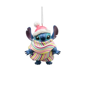 Disney Weihnachtsanhänger Stitch mit Schal, bunter Baumbehang für Weihnachten.