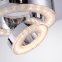 Moderne LED-Deckenleuchte Tim in Chrom mit dreh- und schwenkbaren Ringen und Kristalloptik.