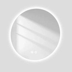 Runder, rahmenloser Emke LED Badezimmerspiegel 70cm mit dimmbarer Beleuchtung und Touchschalter.