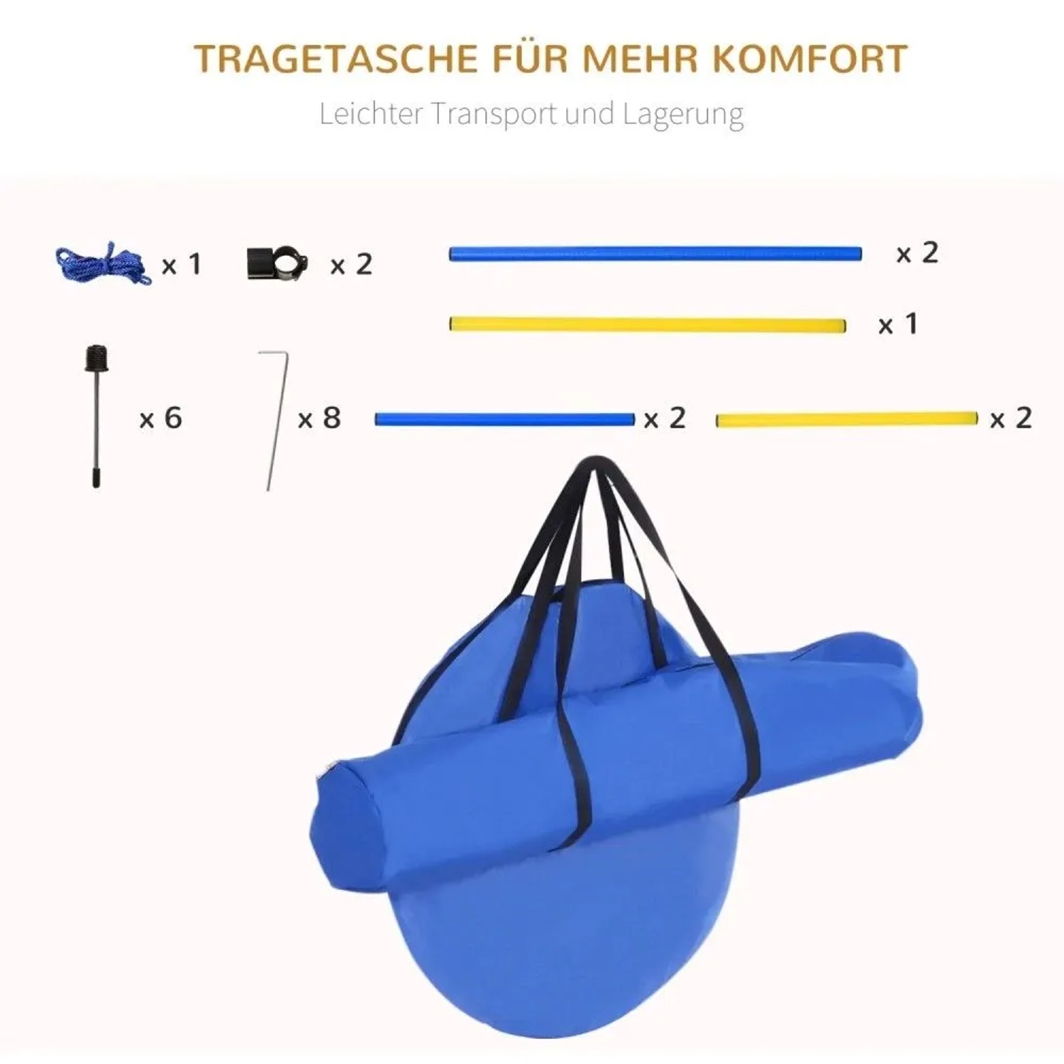 PawHut Hunde-Agility-Trainingsgeräte: Blaue Tragetasche mit Tunnel, Stangen und Zubehör für einfachen Transport.
