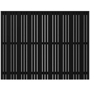 Schwarzer Sichtschutzzaun Tangent aus Nadelholz, 180x140 cm, mit schmalen und breiten Leisten.