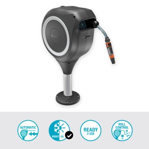 Gardena Terrassen-Schlauchbox RollUp M mit 20m Schlauch, automatische Aufrollfunktion.