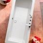 Ottofond Cubic Badewanne, 180 cm, Weiß. Rechteckige Acryl-Badewanne mit Mittelablauf.