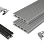 Kovalex WPC Terrassen-Bausatz Exklusiv Grau: Terrassendielen, Unterkonstruktion und Montageclips im Detail.