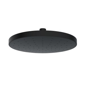 Schwarze Wenko Kopfbrause aus Kunststoff, 22,5 cm Durchmesser. Runde Form mit Düsen.