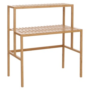 MCW Bambus Pflanzenregal Q34 mit 2 Ablagen, 100x90x50cm, Naturholzoptik.