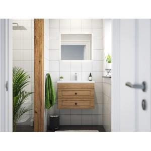 Posseik Badmöbel-Set Carpo SlimLine HxB: 51 x 70 cm mit LED-Spiegel Eiche Hell